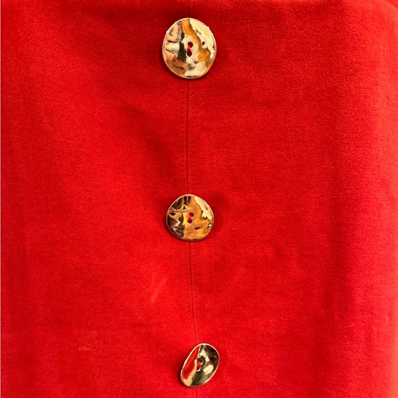ZARA | Brick Red Dress With Gold Tone Buttons - Picture 3 of 5